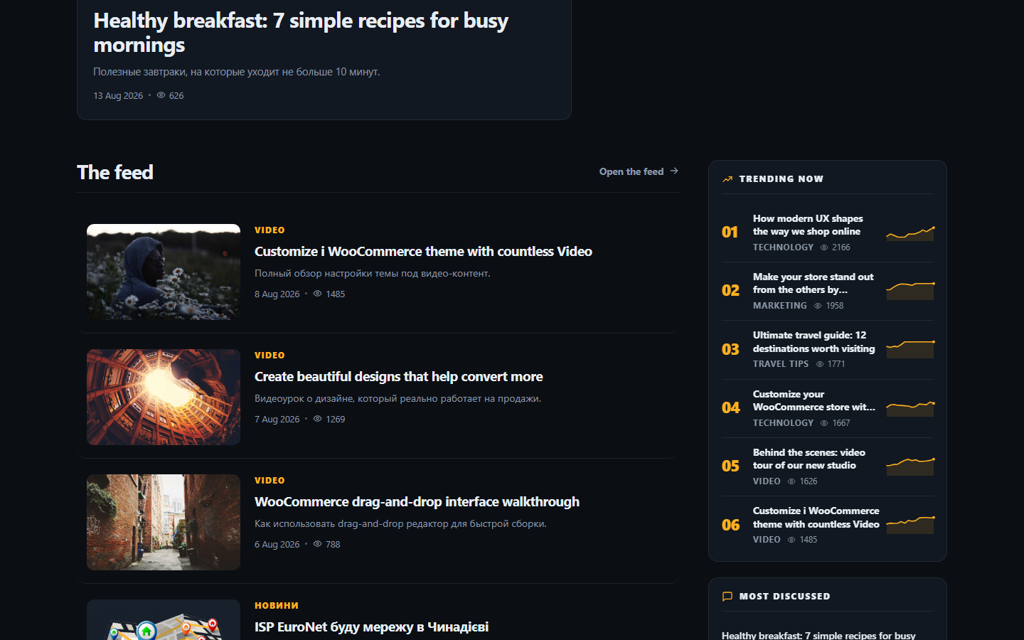 Top stories, main feed and the Trends column